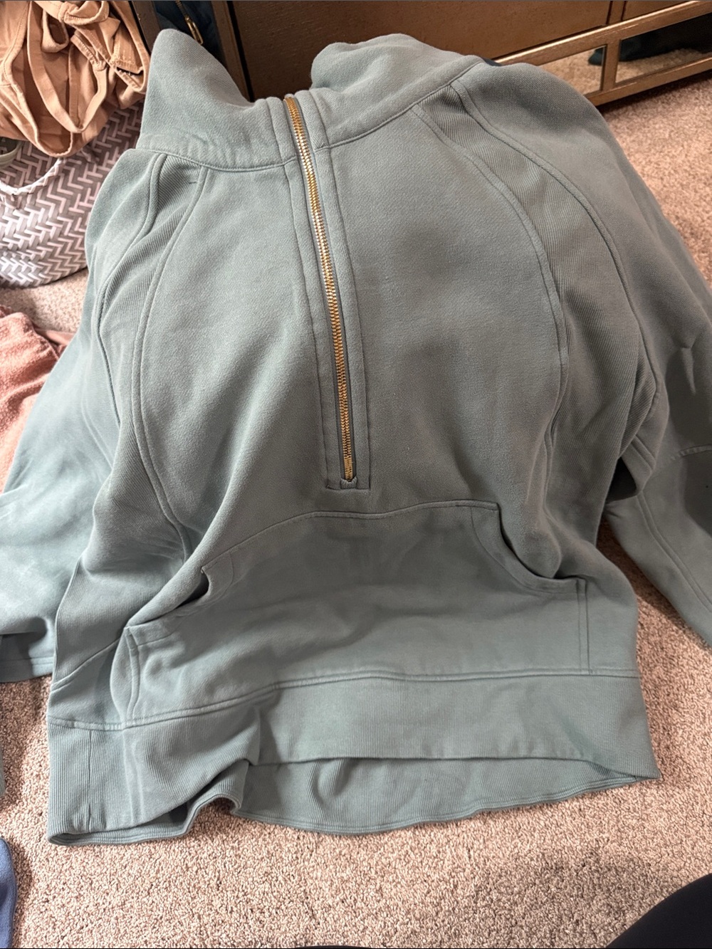 lululemon athletica Gold-Zip Pale Sage Hoodie